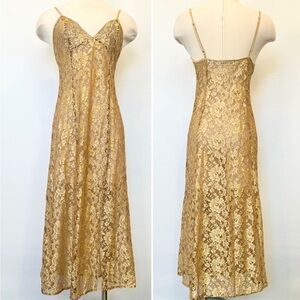 Victoria's Secret long gold lace gown gold Medium excellent condition